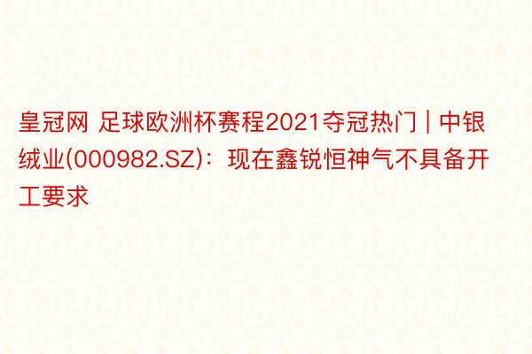 皇冠网 足球欧洲杯赛程2021夺冠热门 | 中银绒业(000982.SZ)：现在鑫锐恒神气不具备开工要求