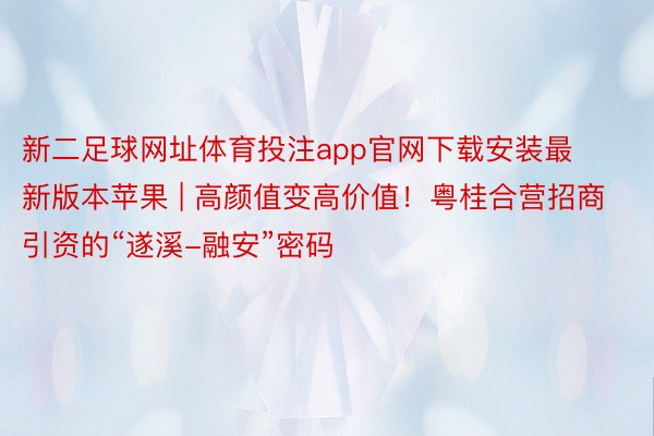 新二足球网址体育投注app官网下载安装最新版本苹果 | 高颜值变高价值！粤桂合营招商引资的“遂溪-融安”密码