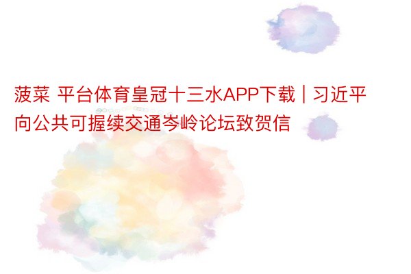 菠菜 平台体育皇冠十三水APP下载 | 习近平向公共可握续交通岑岭论坛致贺信