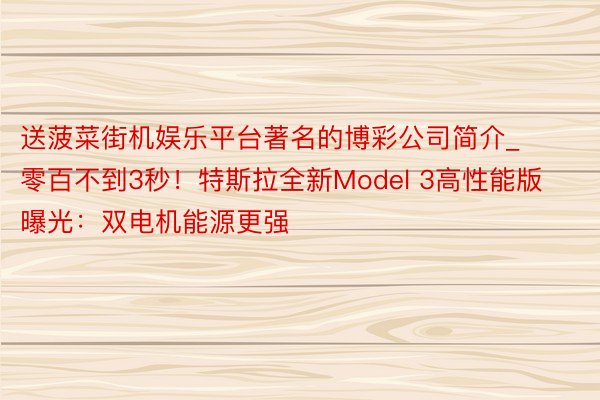 送菠菜街机娱乐平台著名的博彩公司简介_零百不到3秒！特斯拉全新Model 3高性能版曝光：双电机能源更强